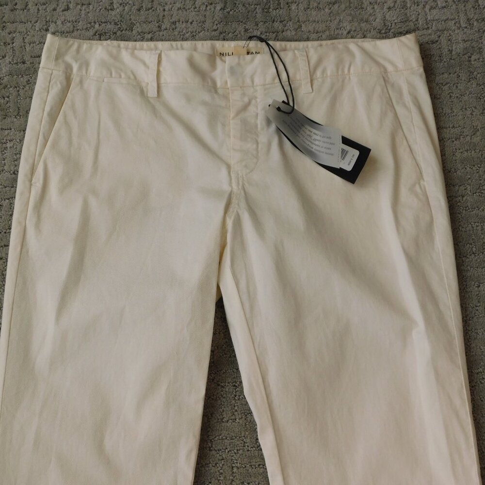 Nili Lotan East Hampton Frayed Cropped Pants | Eggshell | NWT | 12 - Picture 2 of 7